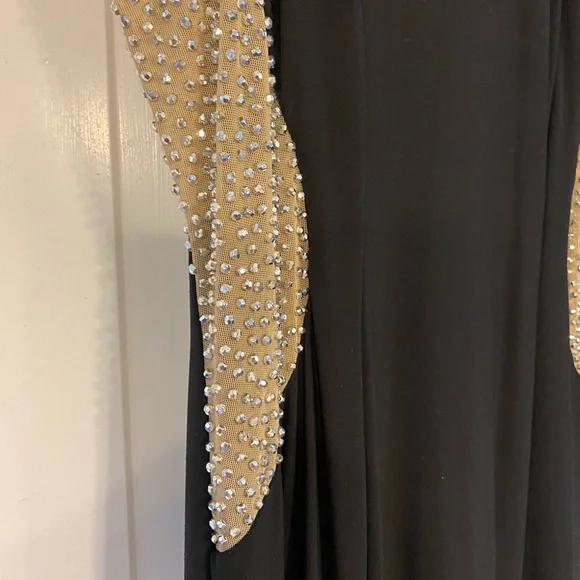 Xscape Black Dress with Rhinestone Accents - Picture 3 of 5